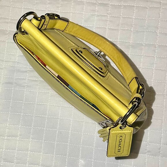 COACH 70th Anniversary Legacy Stripe Yellow Leather & Silver Willis19132 - Picture 8 of 16